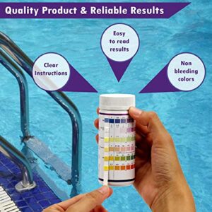 7 in 1 Pool & Spa Test Strips | Water Testing Kit Hot Tub Test Strips Detects pH, Chlorine, Bromine, Hardness, Alkalinity, Cyanuric Acid 100 Strips