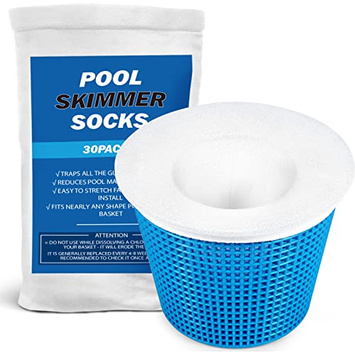 APLUSTE 30-Pack of Pool Skimmer Socks, Pool Filter Socks for Filters, Baskets, and Skimmers - The Ideal Sock/Net/Saver to Protect Your Inground or Above Ground Pool