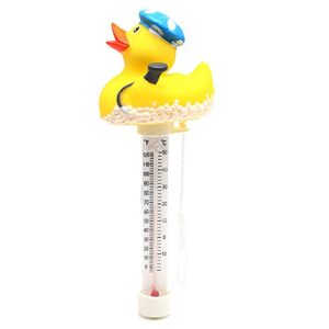 xy-wq floating pool thermometer, large size easy read for water temperature with string for outdoor and indoor swimming pools and spas (duck)