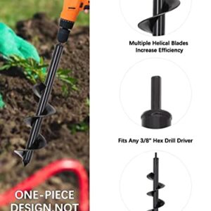 SYITCUN Auger Drill Bit for Planting - 4"X12" Heavy-Duty Garden Auger Spiral Drill Bit - Bulb Planter Tool & Auger Post Hole Digger - 3/8" Hex Drive Drill
