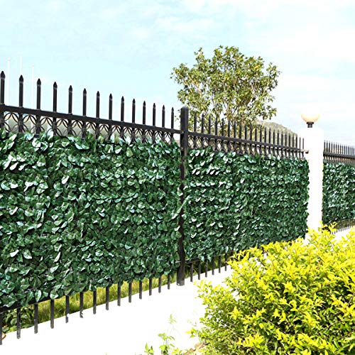 SEKKVY 39" x 118" Artificial Hedges Faux Ivy Privacy Fence Screen Peach Leaves Panels with Mesh Backing - Vine Decoration for Outdoor Decor, Garden, Yard