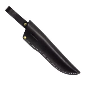 bps knives - belt knife sheath - black leather sheath for mora garberg - sheath with belt loop for vertical carry of fixed blade knife - free suspension leather case