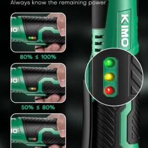 KIMO 3/8" Extended Electric Ratchet Wrench Set, 40 Ft-Lbs 400 Rpm 12V Cordless Wrench w/ 2-Pack 2.0 Ah Batteries, 1 Hour Fast Charger & 8 Sockets, Power Ratchet w/Variable Speed & LED Light