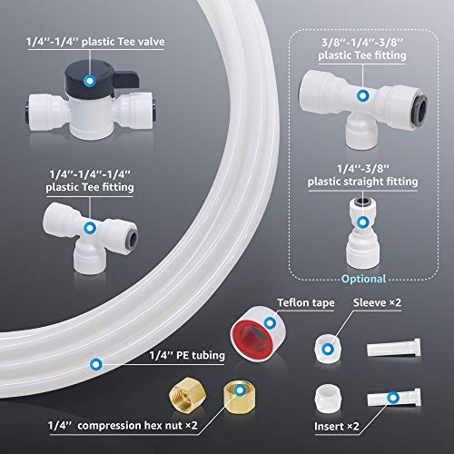 Waterdrop KITB 1/4" Water Line Connection Kit for WD-10/15/17UB Series, WD-G2/G3 RO System and iSpring, APEC, Express Water, Home Master Reverse Osmosis System, Connect it to Fridge/Ice Maker