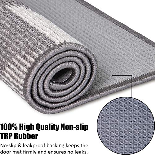 Indoor Doormat 32"x 48", Absorbent Front Back Door Mat Floor Mats, Rubber Backing Non Slip Door Mats Inside Mud Dirt Trapper Entrance Front Door Rug Carpet, Machine Washable Low Profile-Grey Geome