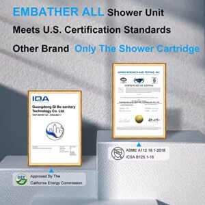 Black Shower System Sets Faucet: EMBATHER 10 Inch Overhead Rainhead Shower Combo Set with Handheld and Valve-Luxury Rain Mixer Rainfall Black Shower Faucets Sets Complete