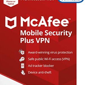 [Old Version] McAfee Mobile Security Plus VPN 2021, 1 Phone or Tablet, Antivirus Software, Internet Security, 1 year - Download Code