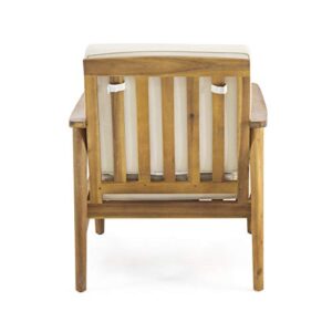 Christopher Knight Home Felix Outdoor Acacia Wood Club Chair (Set of 2), Teak Finish, Beige
