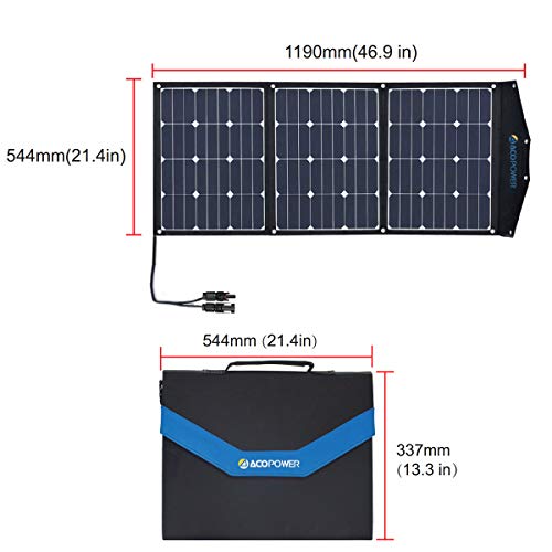 ACOPOWER HY-X30A 32 Quarts Battery Power Refrigerator Portable 12V Freezer with App Control and 3 X 30 Watt Solar Panel Combination Kit for Truck RV Boat Outdoor Camping, X-32Qt/30L+90W, Silver