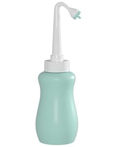 travel bidet bottle,upside down peri bottle for postpartum care,portable handheld 300ml bidet sprayer,travel bag pointed nozzle for personal hygiene care,perineal recovery,outdoor-green bottle