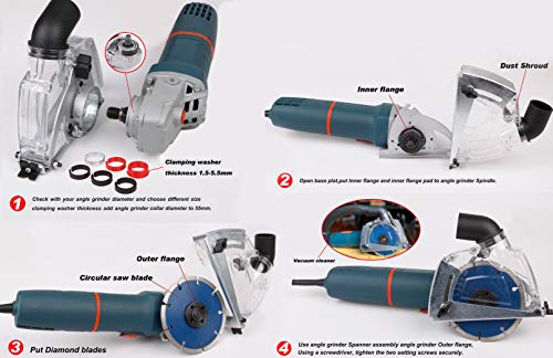 Aidelife Cutting Dust Shroud for Angle Grinders 4.5"/5" + Diamond Saw Blade 5"