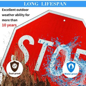 Faittoo Stop Signs, (2 Pack) 24 x 24 Inches Octagon Engineer Grade Reflective Sheeting Street Slow Warning Signs, Rust Free Aluminum, UV Protected and Waterproof, Weather Resistant, Durable Ink