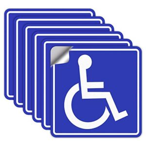 handicap stickers decals, handicap stickers, disabled wheelchair sign, 6 pack, 6x6 inch self-adhesive vinyl decal stickers, reflective, uv protected, waterproof