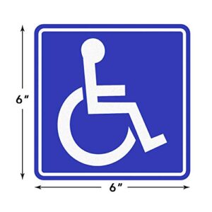 Handicap Stickers Decals, Handicap Stickers, Disabled Wheelchair Sign, 6 Pack, 6x6 inch Self-Adhesive Vinyl Decal Stickers, Reflective, UV Protected, Waterproof