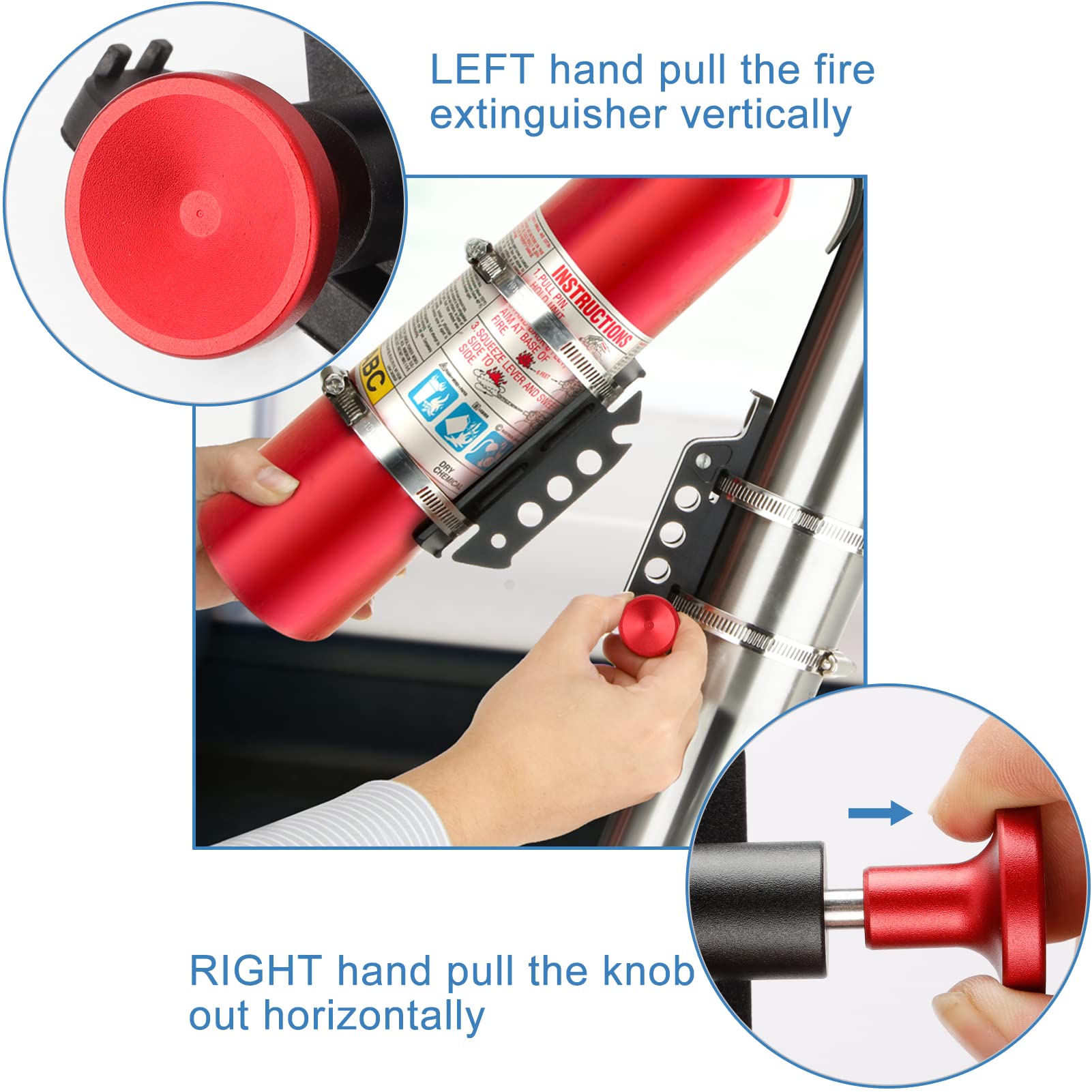 Quick Release Fire Extinguisher Holder Mount Bracket High Density Nylon Roll Bar Mount Bottle Holder Adjustable with 4 Clamps for Wrangler TJ JK JL JKU UTV Polaris RZR Ranger