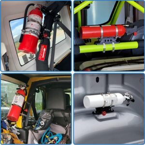 Quick Release Fire Extinguisher Holder Mount Bracket High Density Nylon Roll Bar Mount Bottle Holder Adjustable with 4 Clamps for Wrangler TJ JK JL JKU UTV Polaris RZR Ranger