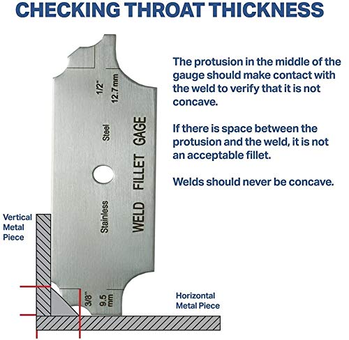 OMEX 7 Piece Fillet Welding Inspection Gauge Set INCLUDES Leather Case - (1/8" - 1") Ulnar Metric & Inch - Perfect for checking Leg Length and Throat Thickness for Professional Welders
