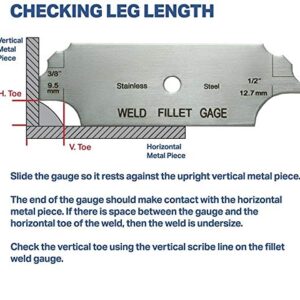 OMEX 7 Piece Fillet Welding Inspection Gauge Set INCLUDES Leather Case - (1/8" - 1") Ulnar Metric & Inch - Perfect for checking Leg Length and Throat Thickness for Professional Welders