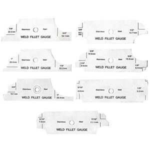 OMEX 7 Piece Fillet Welding Inspection Gauge Set INCLUDES Leather Case - (1/8" - 1") Ulnar Metric & Inch - Perfect for checking Leg Length and Throat Thickness for Professional Welders