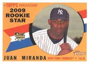 2009 topps heritage #142 juan miranda new york yankees mlb baseball card (rc - rookie card) nm-mt