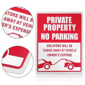 3 Pieces No Parking Sign, 14 x 10 Inches Reflective Private Property Sign Violators Will Be Towed Sign, Rust Free Aluminum, UV Protected, Weather Resistant, Waterproof, Durable Ink, Easy To Mount