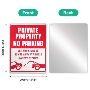 3 Pieces No Parking Sign, 14 x 10 Inches Reflective Private Property Sign Violators Will Be Towed Sign, Rust Free Aluminum, UV Protected, Weather Resistant, Waterproof, Durable Ink, Easy To Mount