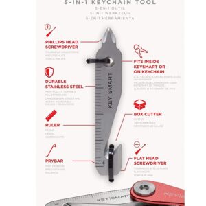 KeySmart MultiTool - 5-in-1 Multi-Purpose Keychain Tool with Box Opener, Ruler, Pry Bar, Phillips and Flat Head Screwdriver - EDC Gear Mini Multitool, and Keychain Accessories - Great Stocking Stuffer