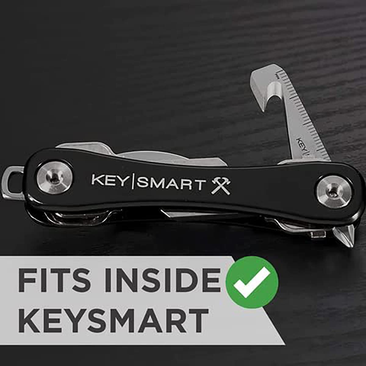 KeySmart MultiTool - 5-in-1 Multi-Purpose Keychain Tool with Box Opener, Ruler, Pry Bar, Phillips and Flat Head Screwdriver - EDC Gear Mini Multitool, and Keychain Accessories - Great Stocking Stuffer