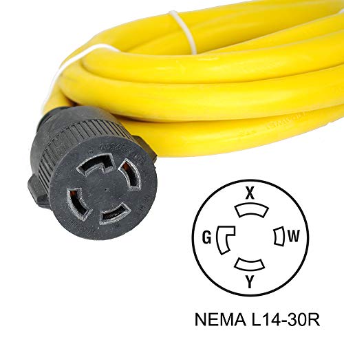 iMeshbean® Nema L14-30 Generator Power Cord 4 Prong 10 Gauge Heavy Duty Generator Locking Power Extension Power Cord 125/250v 30 Amp Copper Wire L14-30P to L14-30R (10FT)