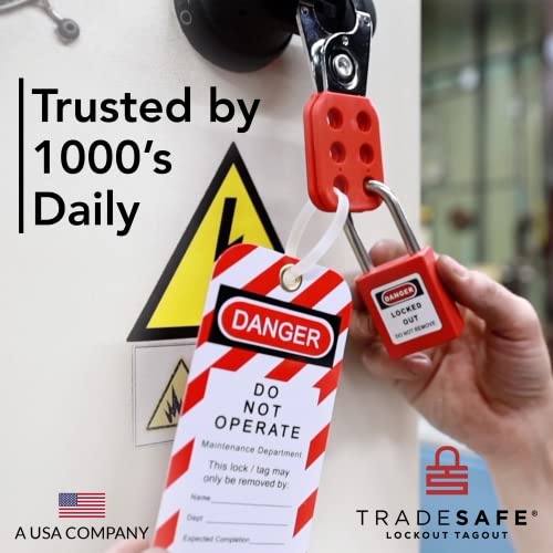 TRADESAFE Lockout Tagout Locks Set - 10 Red Loto Locks, Lockout Locks Keyed Different, 2 Keys Per Lock, OSHA Compliant Lock Out Tag Out Padlocks, Safety Padlocks for Electrical Lockout Tag Out Kits