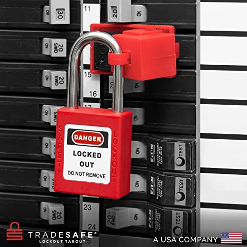 TRADESAFE Lockout Tagout Locks Set - 10 Red Loto Locks, Lockout Locks Keyed Different, 2 Keys Per Lock, OSHA Compliant Lock Out Tag Out Padlocks, Safety Padlocks for Electrical Lockout Tag Out Kits