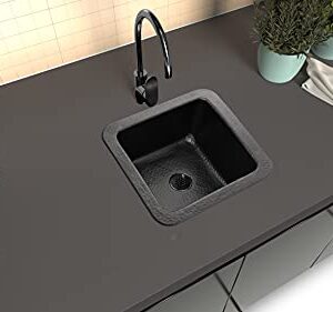 Monarch Abode 19193 Matte Black Hand Hammered Glasgow Dual Mount Bar Prep Sink (12 inches)