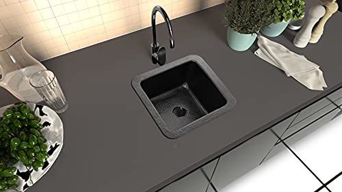 Monarch Abode 19193 Matte Black Hand Hammered Glasgow Dual Mount Bar Prep Sink (12 inches)