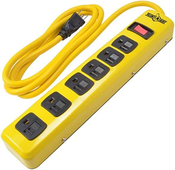 Yellow Jacket 5139N Metal Power Strip with 6 Outlets and 6 Foot Cord (Three Pack)