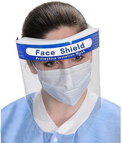 Homasen Safety Face Shield 2 Pack, All-Round Protection Cap with Clear Wide Visor Spitting Anti-Fog Lens, Lightweight Transparent Shield with Adjustable Elastic Band colors may vary (SPGMASK-2)