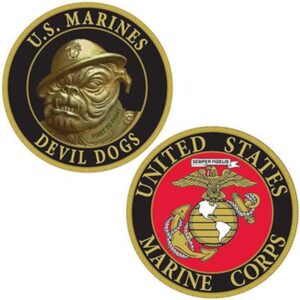 challenge coin us marine corps devil dogs (1-5/8") (black)
