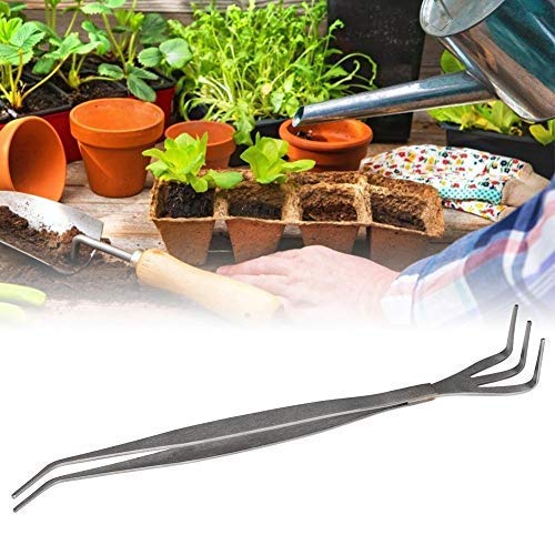 2 in 1 Stainless Steel Bonsai Tools Gardening Tool Root Rake Tweezers for Bonsai Planter