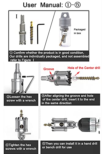 ASNOMY 8PCS Large TCT Hole Saw Kit for Hard Metal, 5/8"-2-3/8" (16-60mm) Carbide Tipped Hole Saw Hole Cutter with Titanium-Plated Pilot Drill bit for Metal, Stainless Steel, Iron, Wood, Plastic