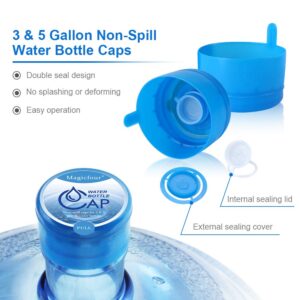 Magicfour 5 Pack Gallon Water Bottle Caps, Water Bottle Caps 55mm Non-Spill Replacement 3 & 5 Gallon Water Jug Caps Water Cooler Bottle Caps for 3 & 5 Gallon Water Jug, Dispenser