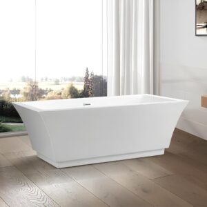 vanity art 59" x 30" freestanding bathtub | home improvement bathtubs with contemporary design for soaking and bathing, overflow and pop-up drain with upc certified, acrylic, va6817-s