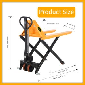 APOLLOLIFT Manual Pallet Jack, Scissor Pallet Trucks, Pallet Lift 2200lbs Capacity 45" Lx27 W Fork 3.3'' Lowered 31.5'' Raised Height