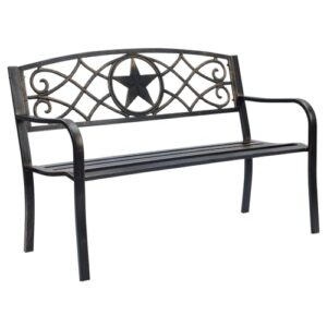 sun-ray 213046 lone star metal park patio bench, onesize, bronze