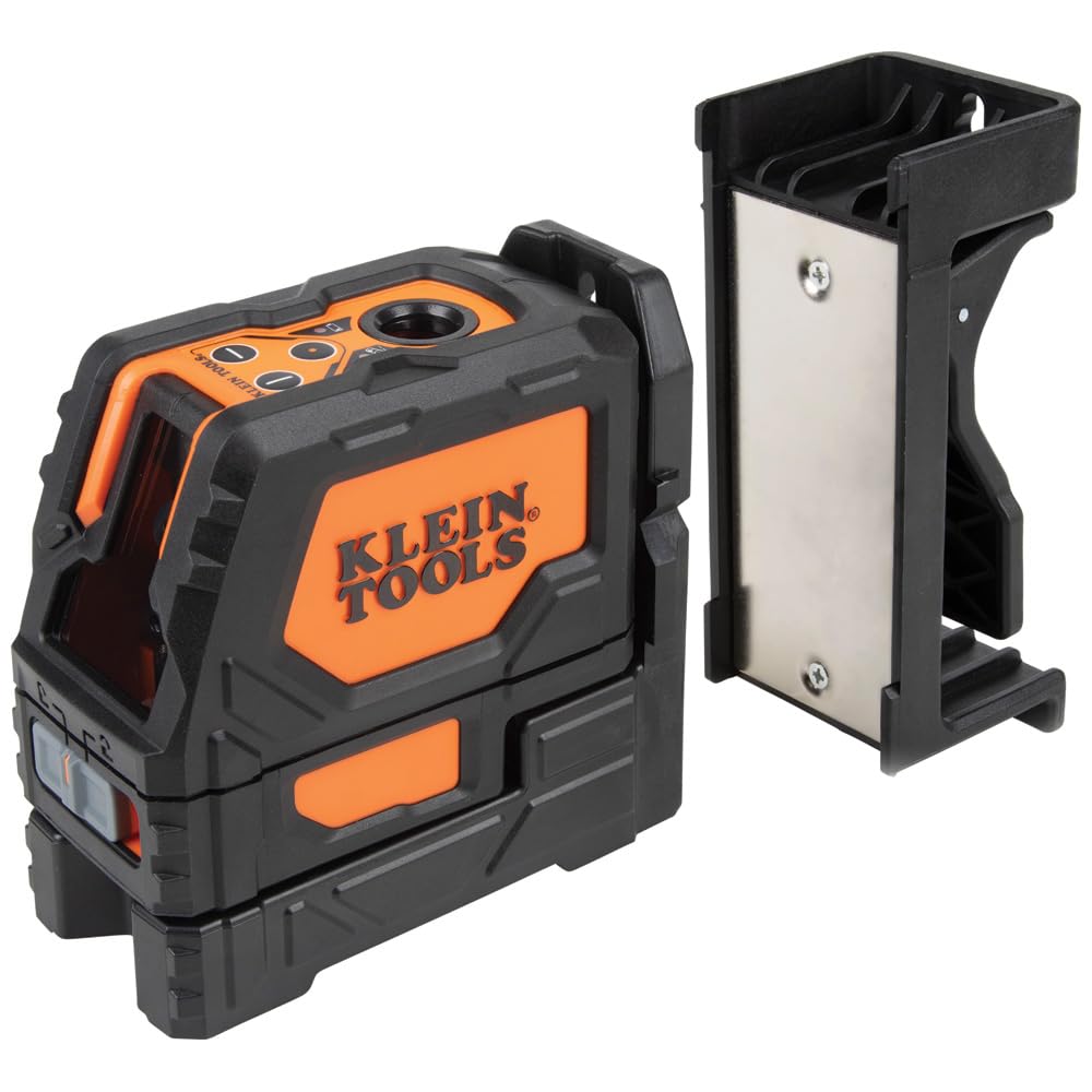 Klein Tools 93LCLG Laser Level, Self Leveling, Hi-Viz Green Cross Line Level with Red Plumb Spot and Magnetic Mounting Clamp