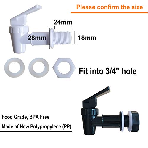 Replacement Cooler Faucet - 2 White and 2 Black Water Dispenser Tap Set Plastic Spigot.