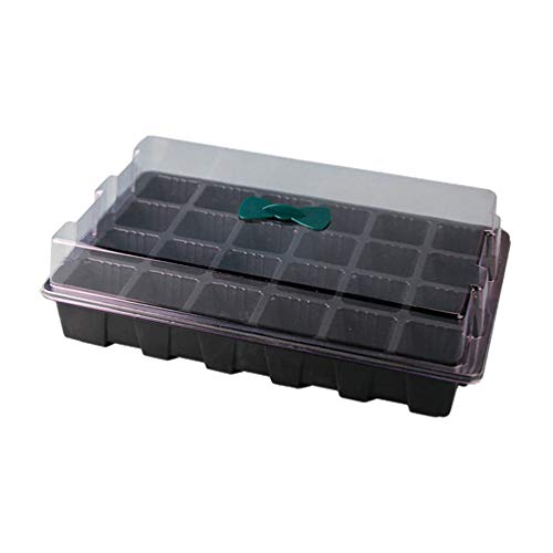 DOITOOL 1PCS Seedling Starter Trays with Dome 24 Cells for Gardening Bonsai Seedling Plant Grow Starting Germination Kit (Black)