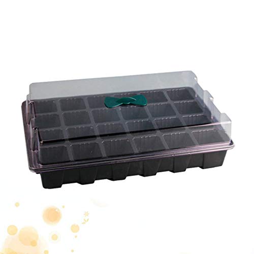 DOITOOL 1PCS Seedling Starter Trays with Dome 24 Cells for Gardening Bonsai Seedling Plant Grow Starting Germination Kit (Black)