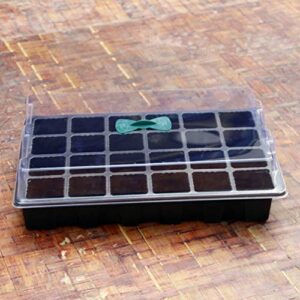 DOITOOL 1PCS Seedling Starter Trays with Dome 24 Cells for Gardening Bonsai Seedling Plant Grow Starting Germination Kit (Black)