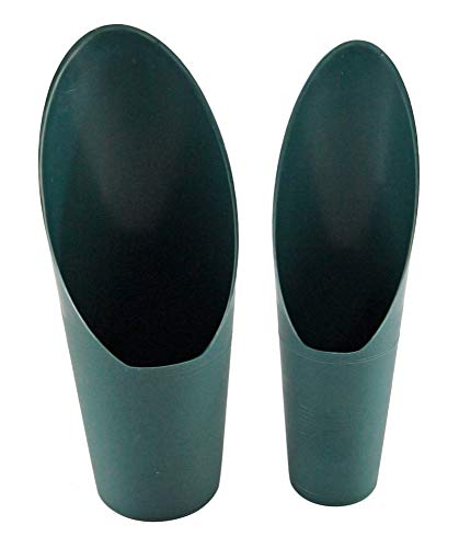 HOME-X Soil Scoops, Small Gardening Tools, Potting Scoopers, Bonsai Tool, Set of 2 Different Sizes – Green- 6 ½” x 2 ½ “ and 6 ¼ “ x 1 ¾ “