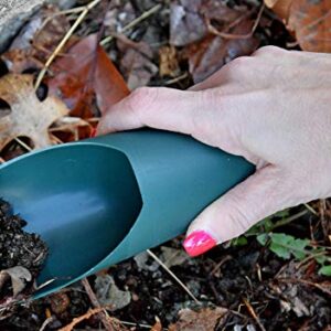 HOME-X Soil Scoops, Small Gardening Tools, Potting Scoopers, Bonsai Tool, Set of 2 Different Sizes – Green- 6 ½” x 2 ½ “ and 6 ¼ “ x 1 ¾ “