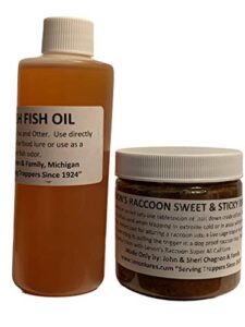 combo lenon raccoon 4 oz sweet sticky fish bait & 4 oz fresh fish oil